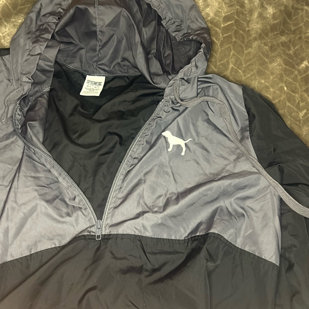 Pink Victoria’s Secret M/L rain jacket half size black and grey